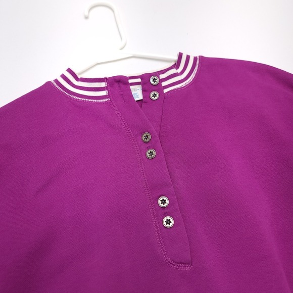 80's Cheetah Sweatshirt Women's Small Crewneck Button‎ Pullover Striped Purple - Picture 2 of 5